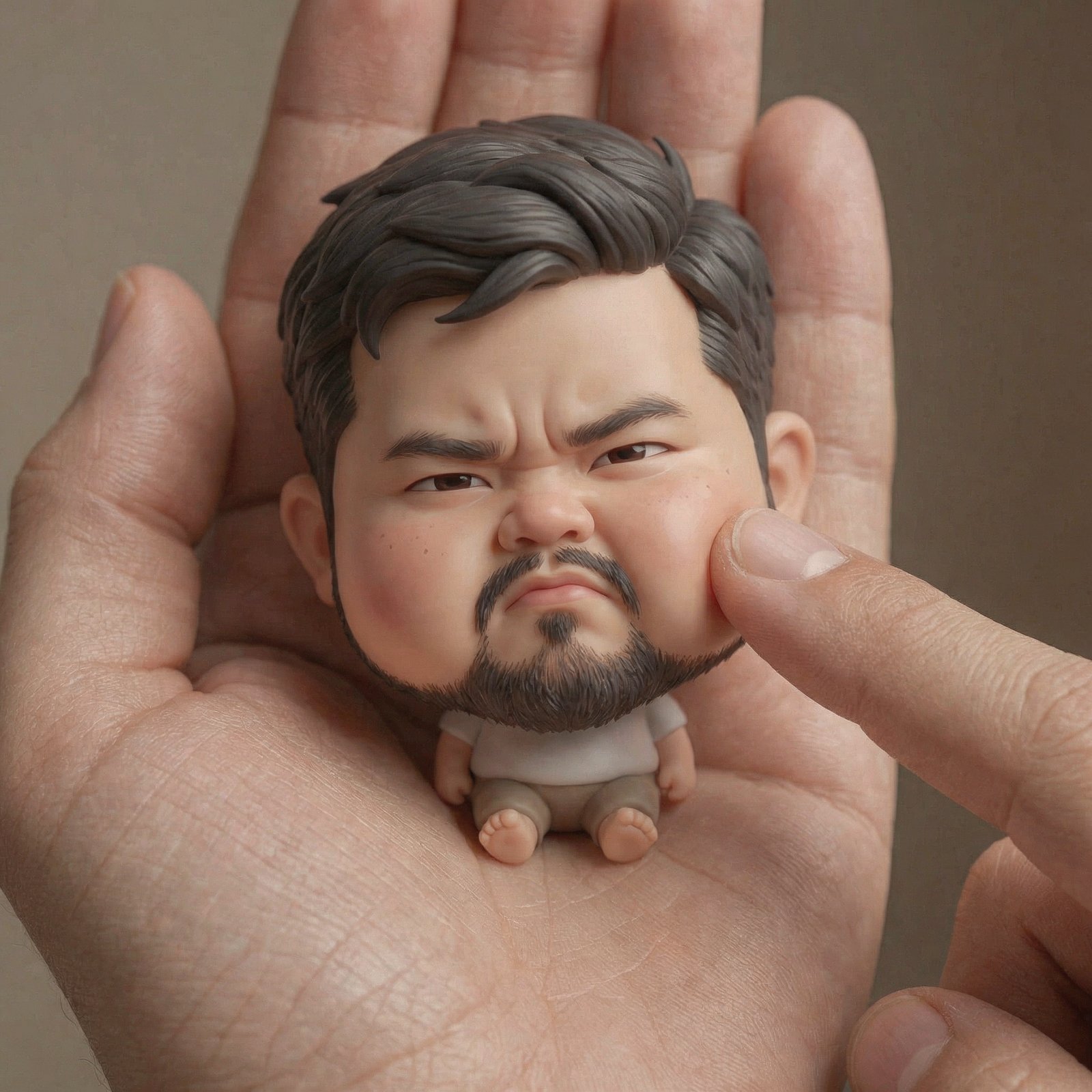 Uni-1 character detail - miniature figurine in hand